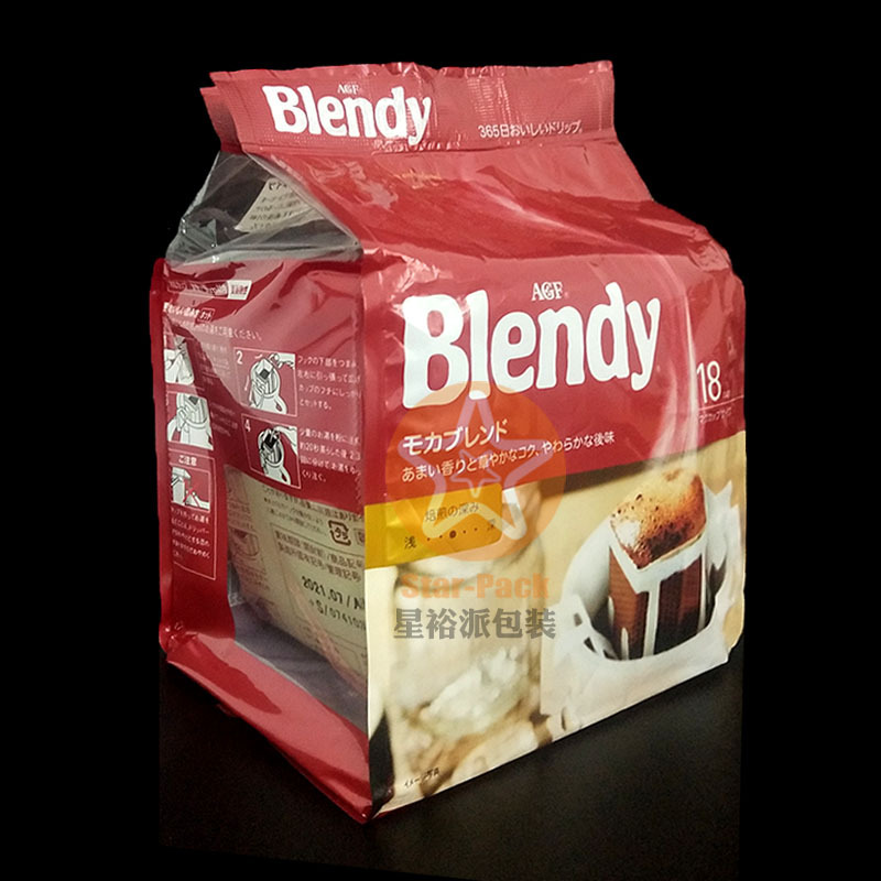 日本UCC挂耳咖啡外包装塑料袋 精美彩印挂耳咖啡袋四边封自立袋