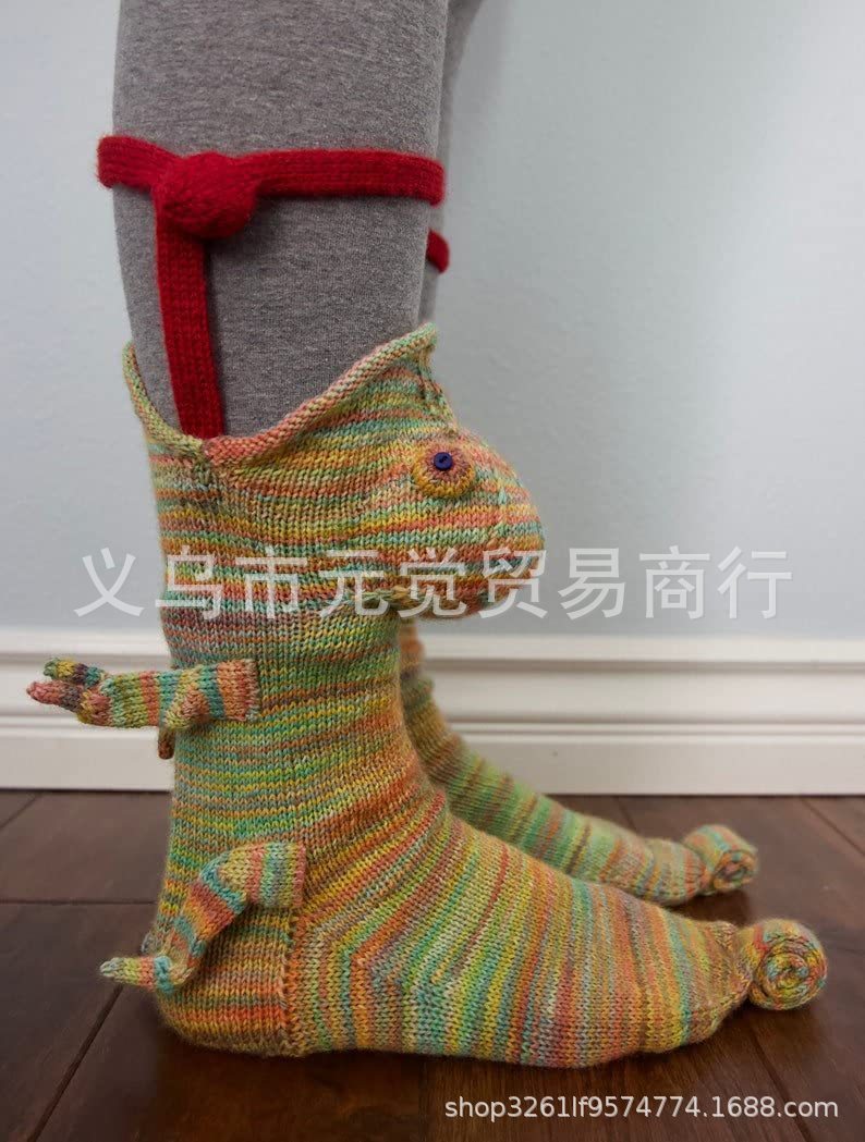 En stock popular de punto de cocodrilo calcetines de punto de Navidad de cocodrilo tiburón calcetines de piso calcetines de animales