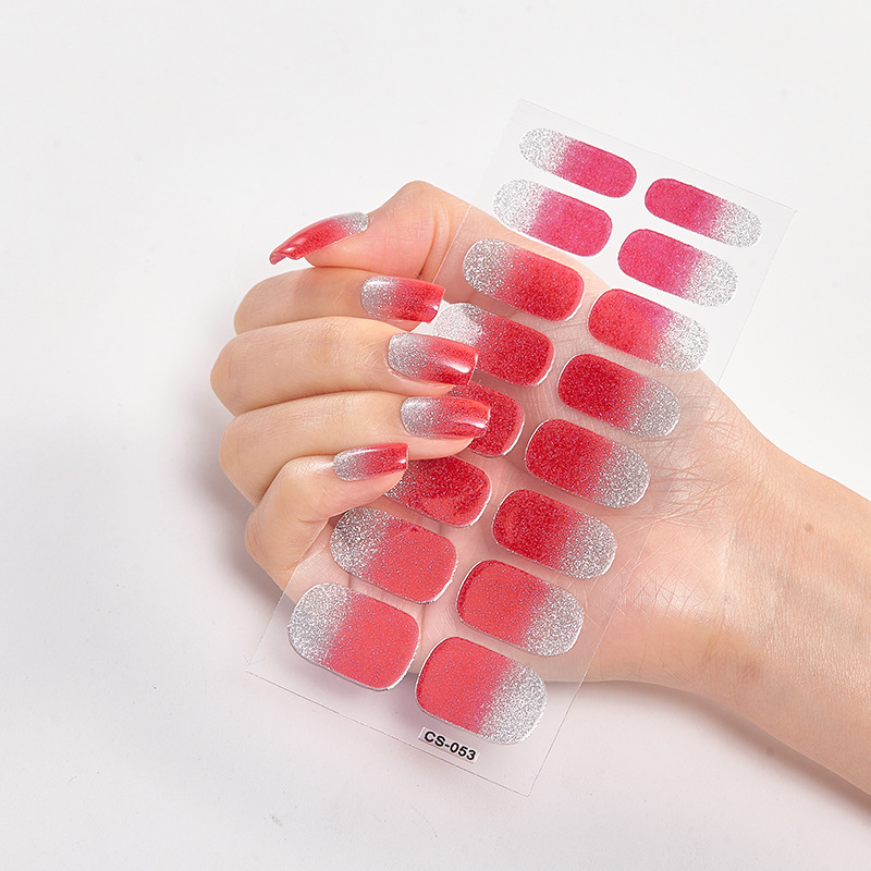 Nuevo 16-dedo ultra-delgado sin costuras pegatinas de uñas 3D pegatinas de uñas desgaste libre de gelatina almohadillas de uñas pegatinas de uñas parche helado