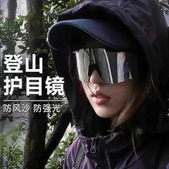 复古黑色户外骑行防风防雾防紫外运动墨镜男女登山滑雪近视套镜