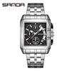 Men's steel belt, fashionable trend quartz watches, square fluorescence calendar, wholesale