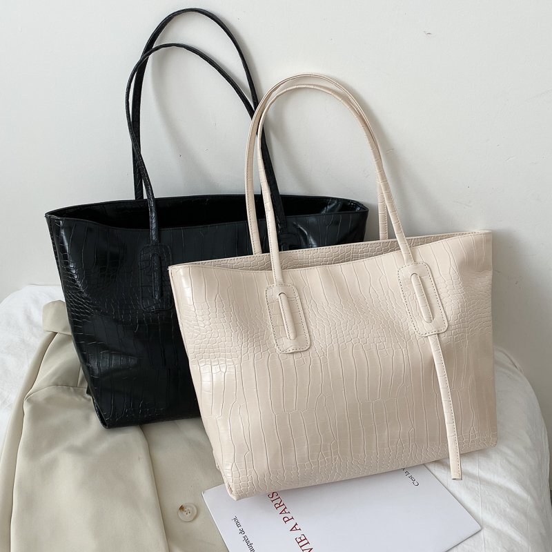 Crocodile Pattern Large Bag for Women 2026 New Korean Style Fashion Shoulder Tote Bag Versatile Large Capacity Handbag Casual Crocodile Pattern Large Bag for Women 2026 New Korean Style Fashion Shoulder Tote Bag Versatile Large Capacity Handbag Casual