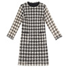 Zhili early autumn fashion dress small man 2021 new plaid belt Nail Drill thin long sleeve skirt