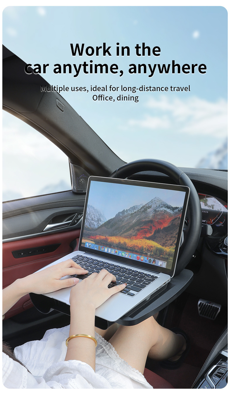 Cross-Border Car-Mounted Small Table Board, Steering Wheel Table Board, Multifunctional Passenger Seat Folding Small Table Board, In-Car Office Storage