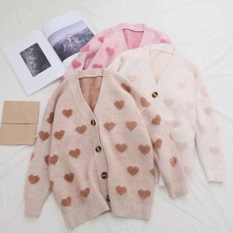 Маленькая любовь, имитация норковых шерстистых трикотажных кардиган, женский весенний костюм 2024 новый корейский свободный сладкий свитер куртка