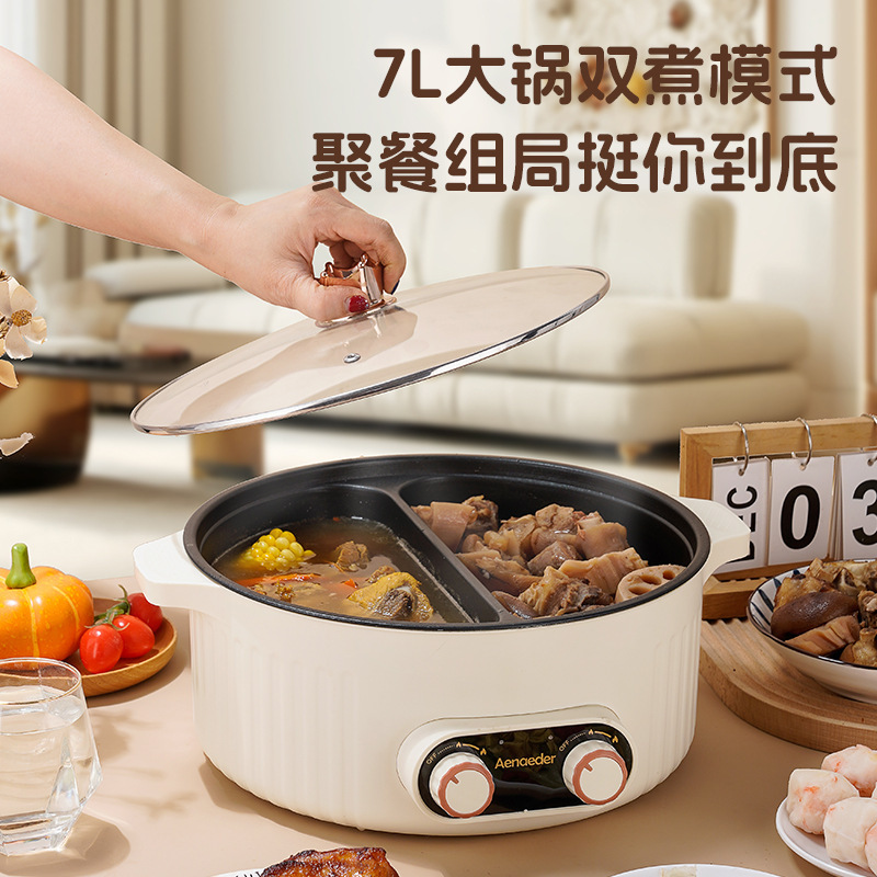鸳鸯锅家用电热锅大容量双温控分离双味电火锅批发工厂批网红爆款|undefined