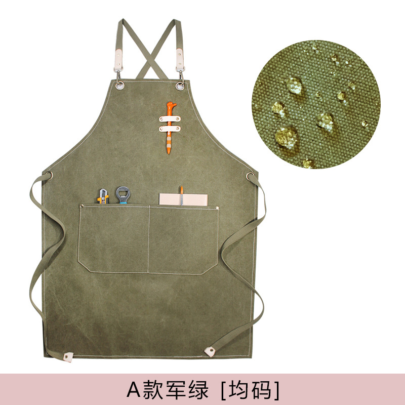 Amazon engrosada lienzo delantal logotipo personalizado leche té tienda bar chef peluquería guardapolvos delantal al por mayor