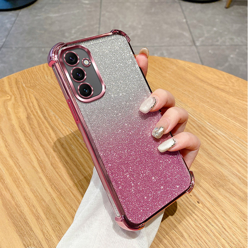 Suitable for Samsung S26Ultra Electroplated Glitter Phone Case S25Fe Light Luxury Fashion S24 Four-Corner Anti-Fall Protective Case
