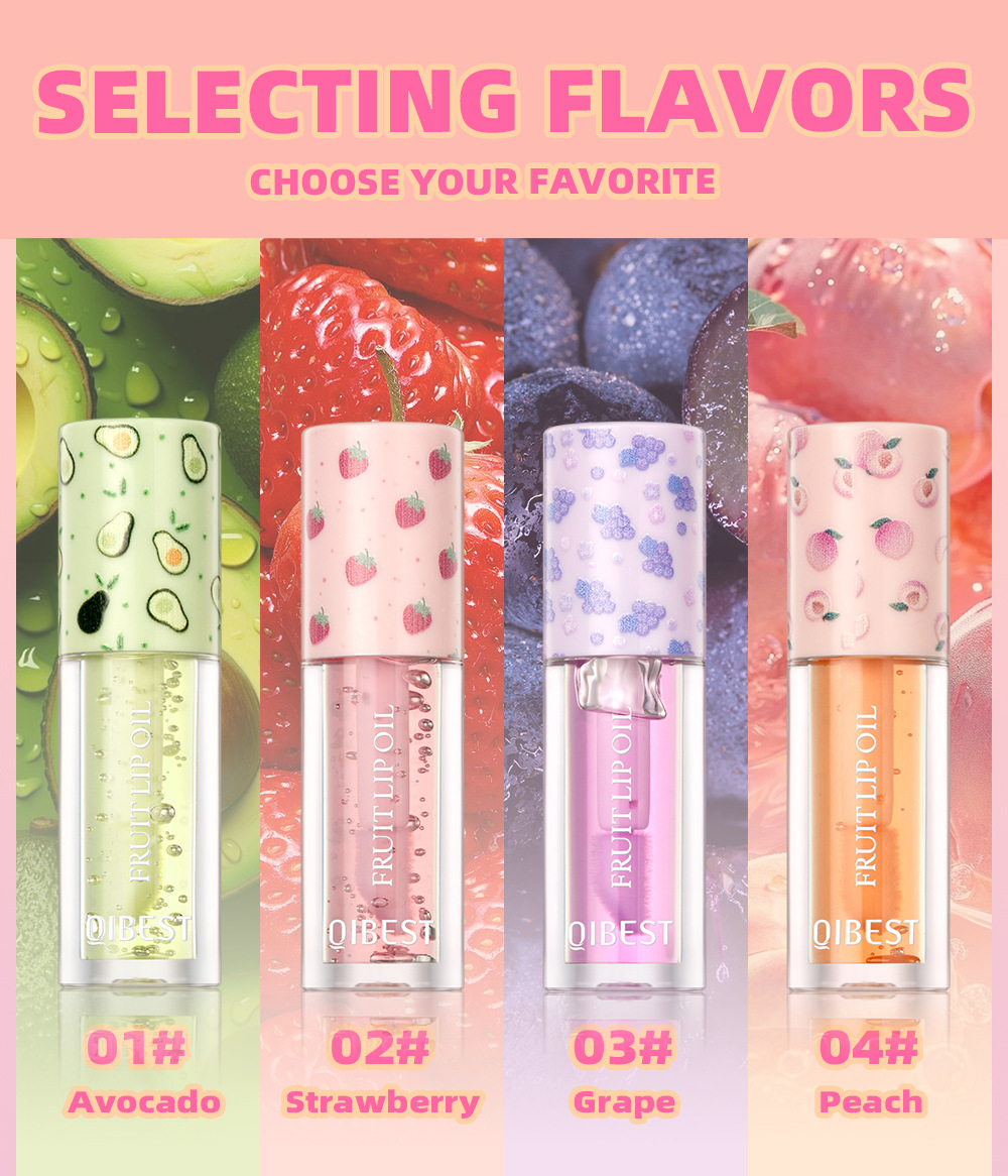 QIBEST Cross-border Mirror Lip Oil Fruit-flavored Moisturizing, Nourishing, Repairing, Translucent and Anti-dryness Lip Cracking Honey Makeup Specification drawing
