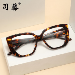 板材6277新品大牌同款厚料板材大方框镜框豹纹眼镜架复古眼镜