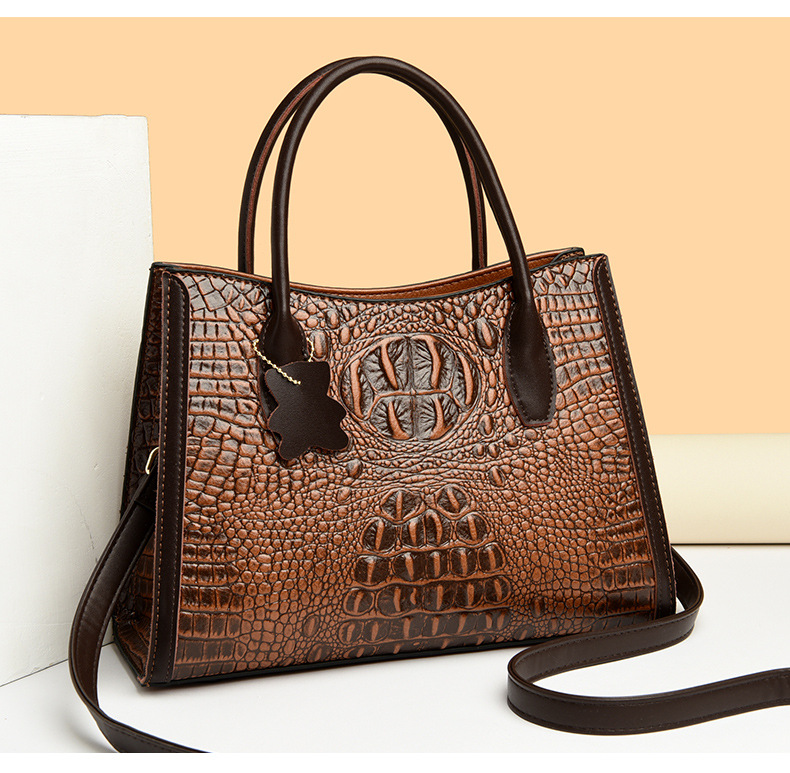 Elegant Women's Large Capacity Crocodile Pattern Handbag Tote_voghion.com