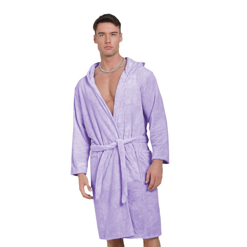 Hotel de cama y desayuno adulto camisón bordado logotipo Star Hotel Coral Fleece Hotel Albornoz espesado Albornoz absorbente