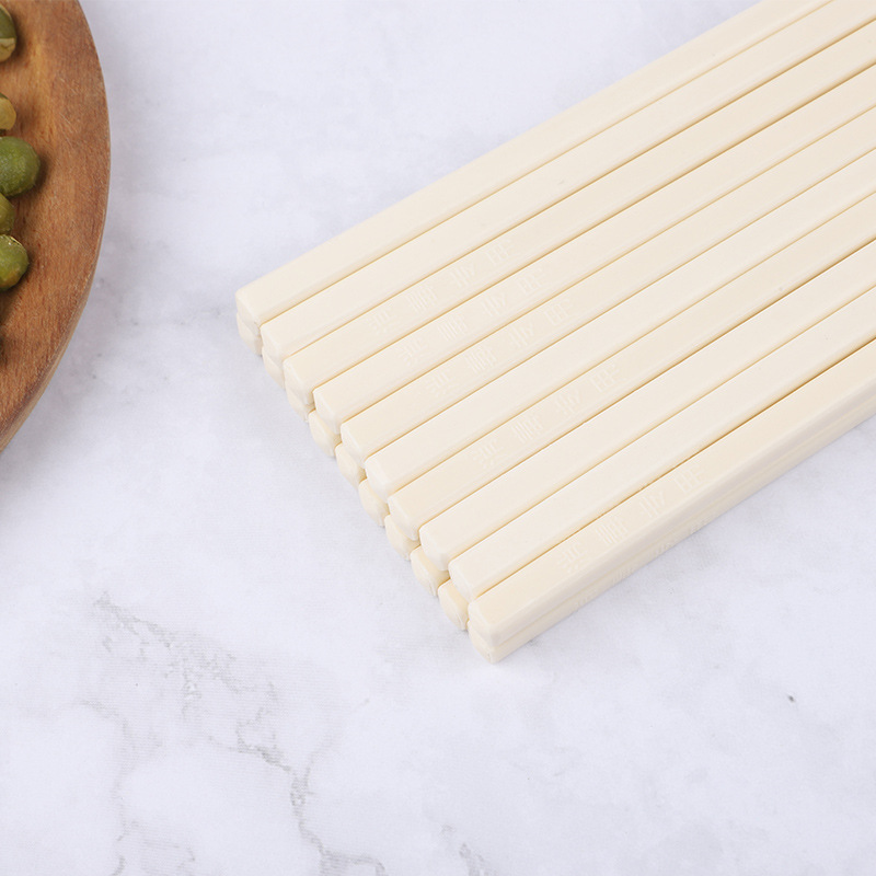 Custom-made white melamine chopsticks, 10 pairs/pack, non-slip melamine imitation porcelain chopsticks for commercial use, bulk discounts available