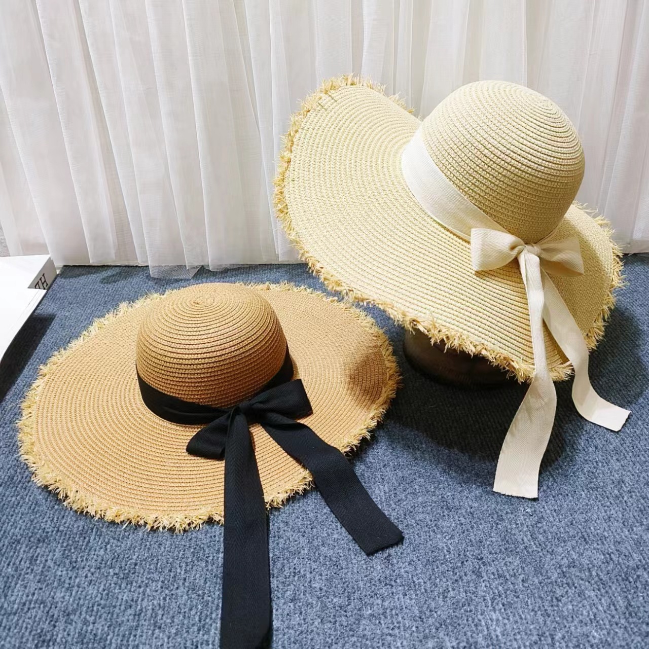 Women's Elegant Simple Style Solid Color Bow Knot Wide Eaves Straw Hat display picture 7