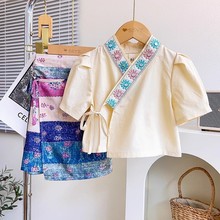 2025新款女童民族风套装夏季儿童宝宝少数民族夏装傣族服装两件套