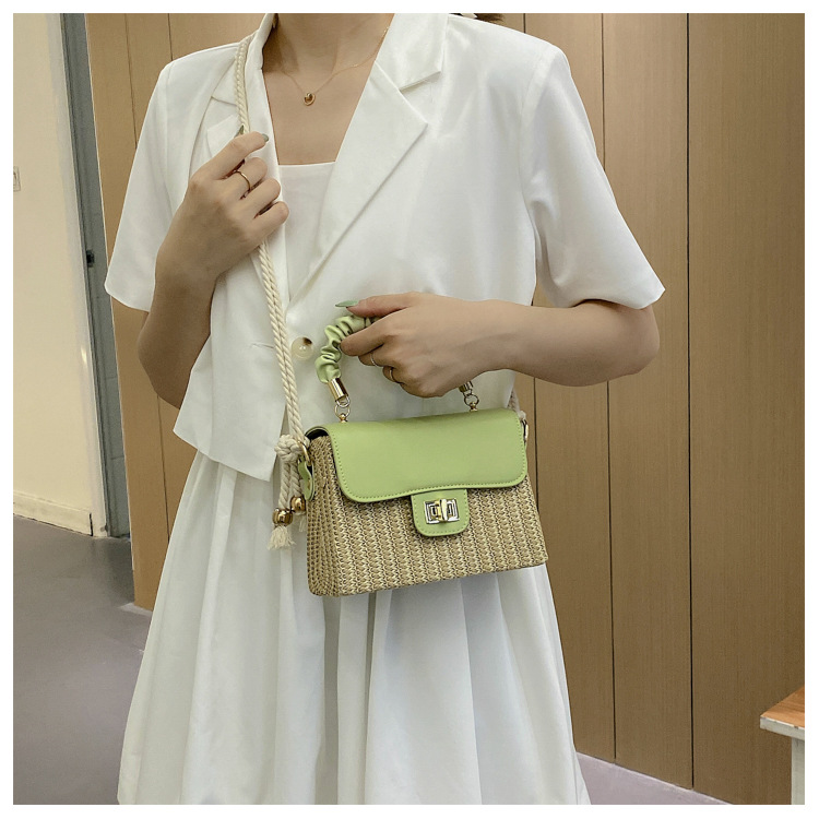 Summer Straw Bag Fashion Large-capacity One-shoulder Portable Messenger Small Square Bag 20*14*9cm display picture 4