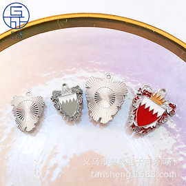 红色徽章DIY合金饰品配件挂镀平面白色小挂件头绳项链车挂白K吊坠