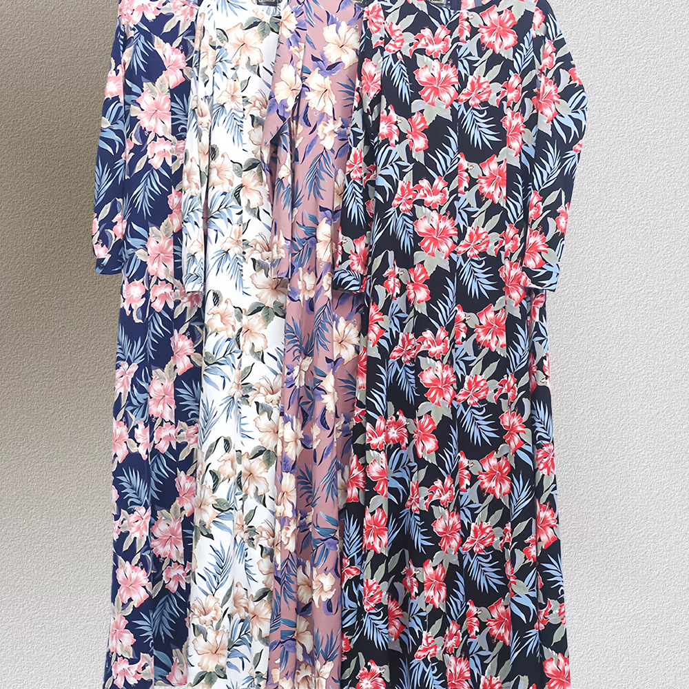 Tropical Floral Maxi Dress – Modest Long Sleeve Scarf Wrap Dress For Middle Eastern Fashion Breathable Shield_ecoleips.com
