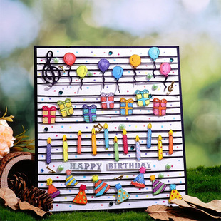 Handbook Decoration Birthday Theme Elements Music Score Metal Carbon Steel Knife Mold Etching Cutting Embossing Knife Mold Cross-Border Delivery