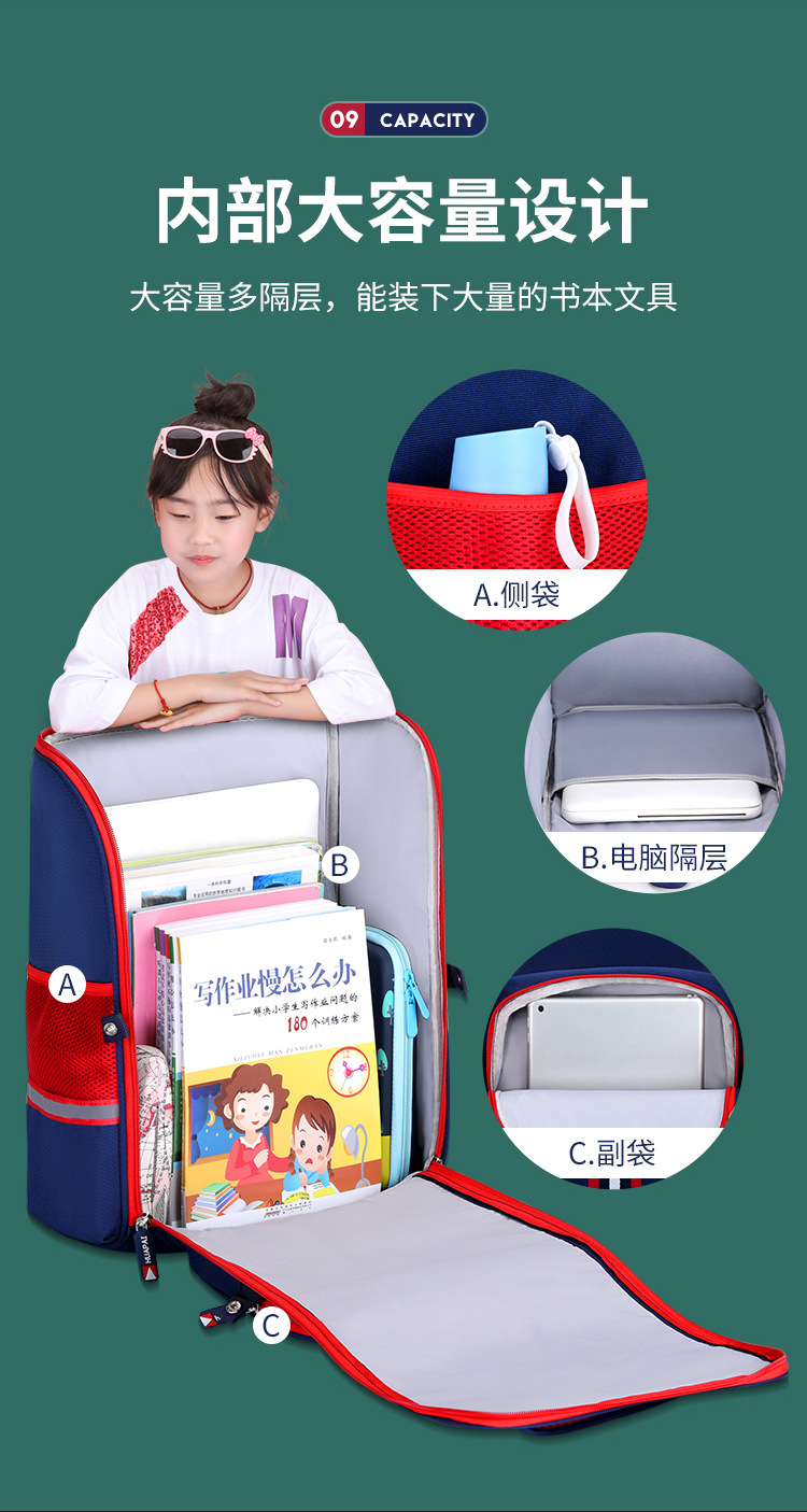 新款小学生一体式韩版太空书包儿童轻便减负护脊双肩背包批发工厂详情11