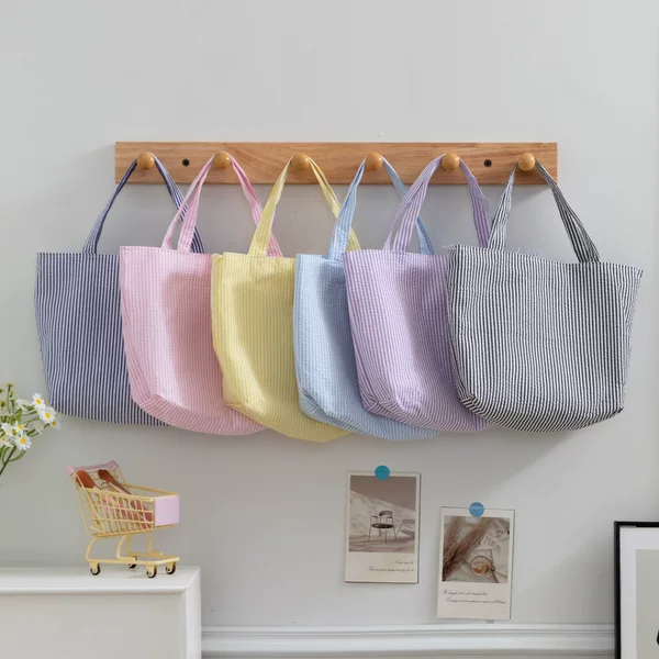 Cross-Border Hot-Selling Striped Tote Bag Women's Large-Capacity Armpit Bag 2025 Summer Retro Lazy Style Handbag Ready for Sale