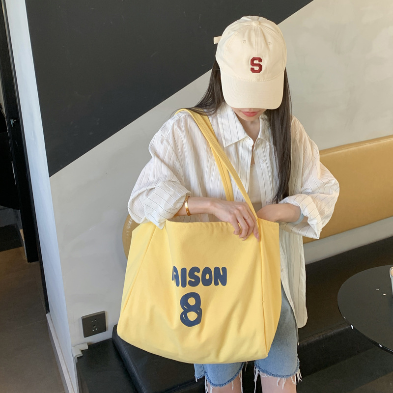 2024 New Ins Large Capacity Tote Bag Commuter Oversized Canvas Bag Shopping Fashionable Shoulder Bag for Female Students