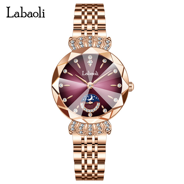 Laboli reloj de mujer en vivo popular Reloj de segunda placa pequeña para mujer con diamantes incrustados Reloj de cuarzo impermeable de moda de nicho de lujo ligero