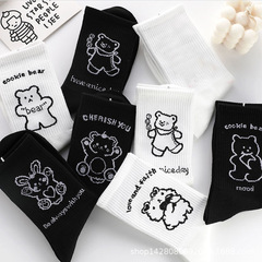Student cross-border foreign trade Japanese cartoon bear basketball sports crew socks for women in the middle of spring and autumn season