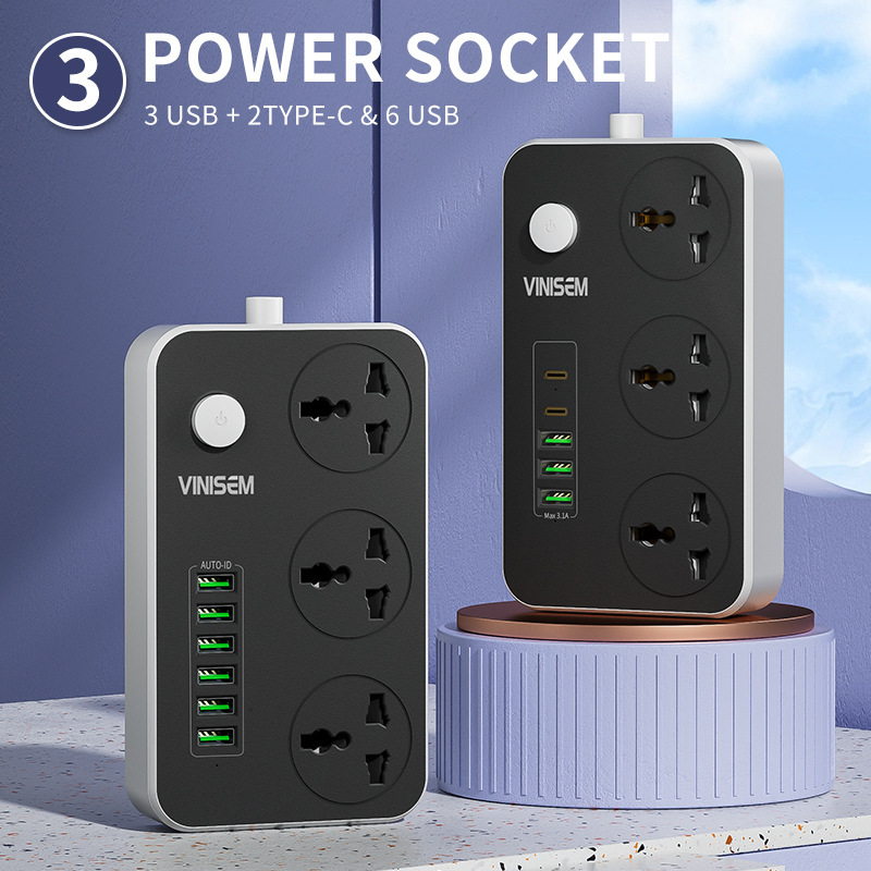 跨境专供英规欧规6USB插座SC3604排插多功能拖线板全球通用万能孔