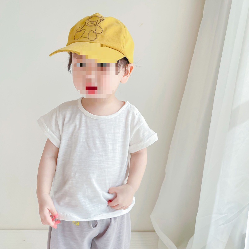 Children's cotton light and thin breathable solid summer T-shirt…