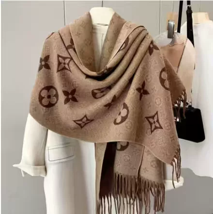 2026 Autumn/Winter Thickened Faux Cashmere Classic Saturn Pattern Double-Sided Women's Warm Luxury Shawl Scarf