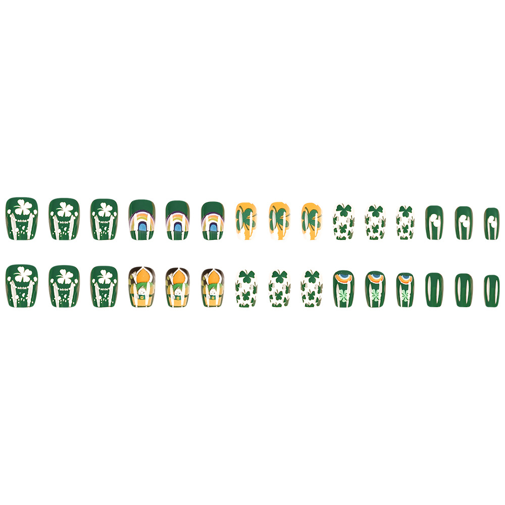 Comercio exterior arco iris lucky tetrahedron manicure San Patricio viento desgaste de uñas 30 piezas de parche de uñas