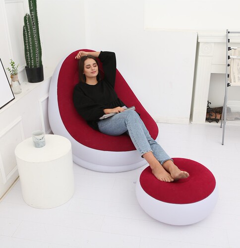 Lazy inflatable sofa folding home leisure lounge chair inflatable sofa bed outdoor cushion flocking sofa sleeping chair