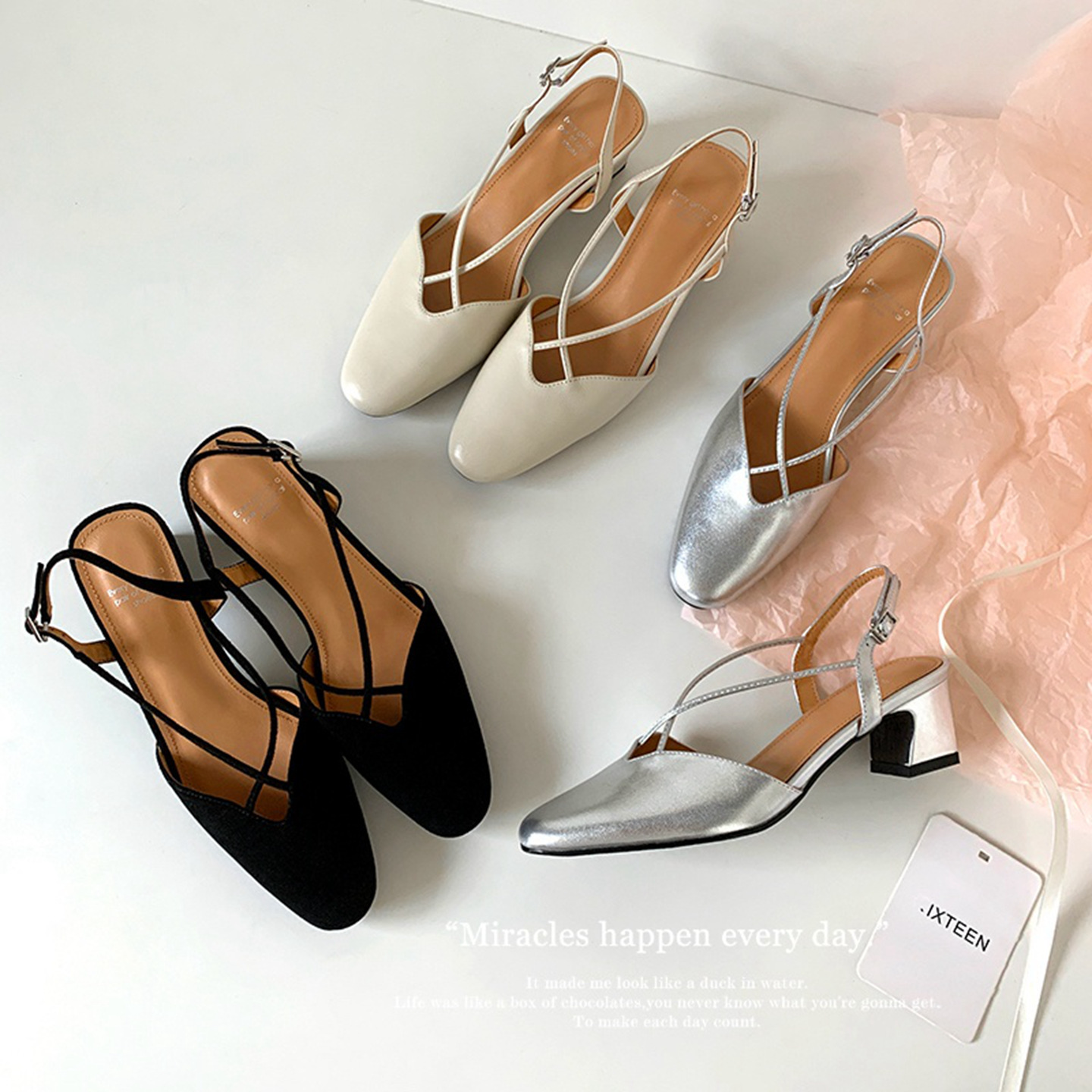 Sandal nữ quai ngang mũi trùm gót vuông 5 cm phong cách Hàn Quốc — đen chi tiết 10