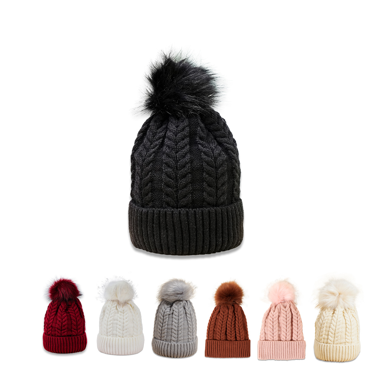 Pink Hat Korean Version Of Pure Color Wild Twist Woolen Hat Warm Fashion Hair Ball Trend Knitted Hat New display picture 19