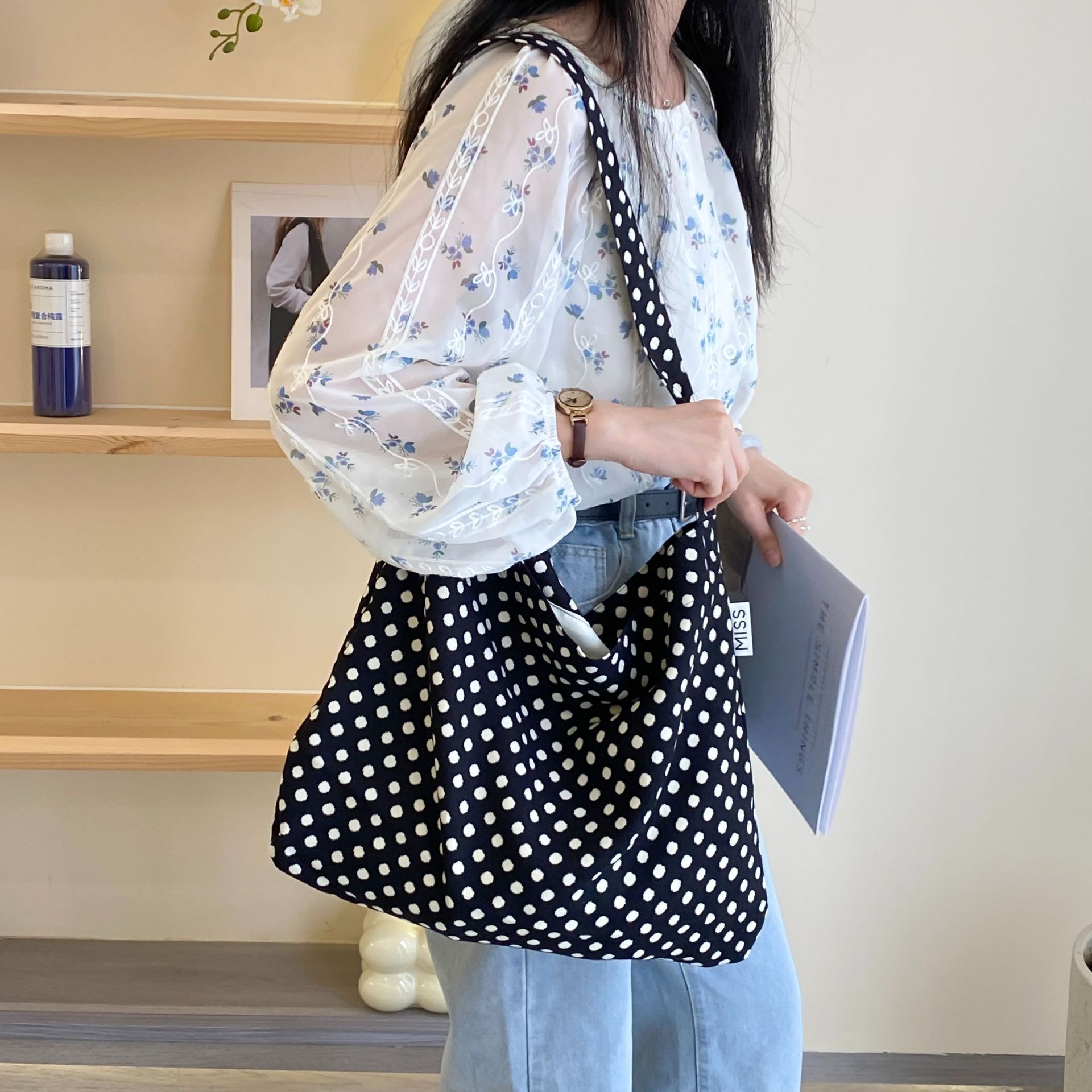 Women's Canvas Shoulder Bag Leopard Floral Print Style Bag_voghion.com