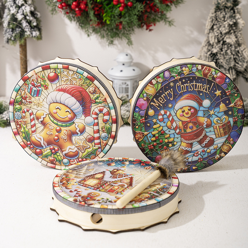 Home & Garden Christmas Decorative Drum Haube Christmas Gingerbread Man Percussion Drum Bar Atmosphere Decoration Music Drumstick_voghion.com