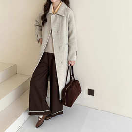 韩国东大门双面羊毛大衣女中长款高级感通勤气质高级感绒毛呢外套