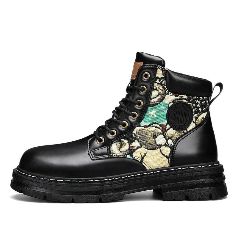 Martens, high demi-season fleece boots platform English style, British style