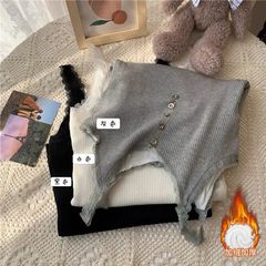無痕保暖背心女加絨加厚性感蕾絲保暖內衣發熱吊帶打底衫女秋冬季