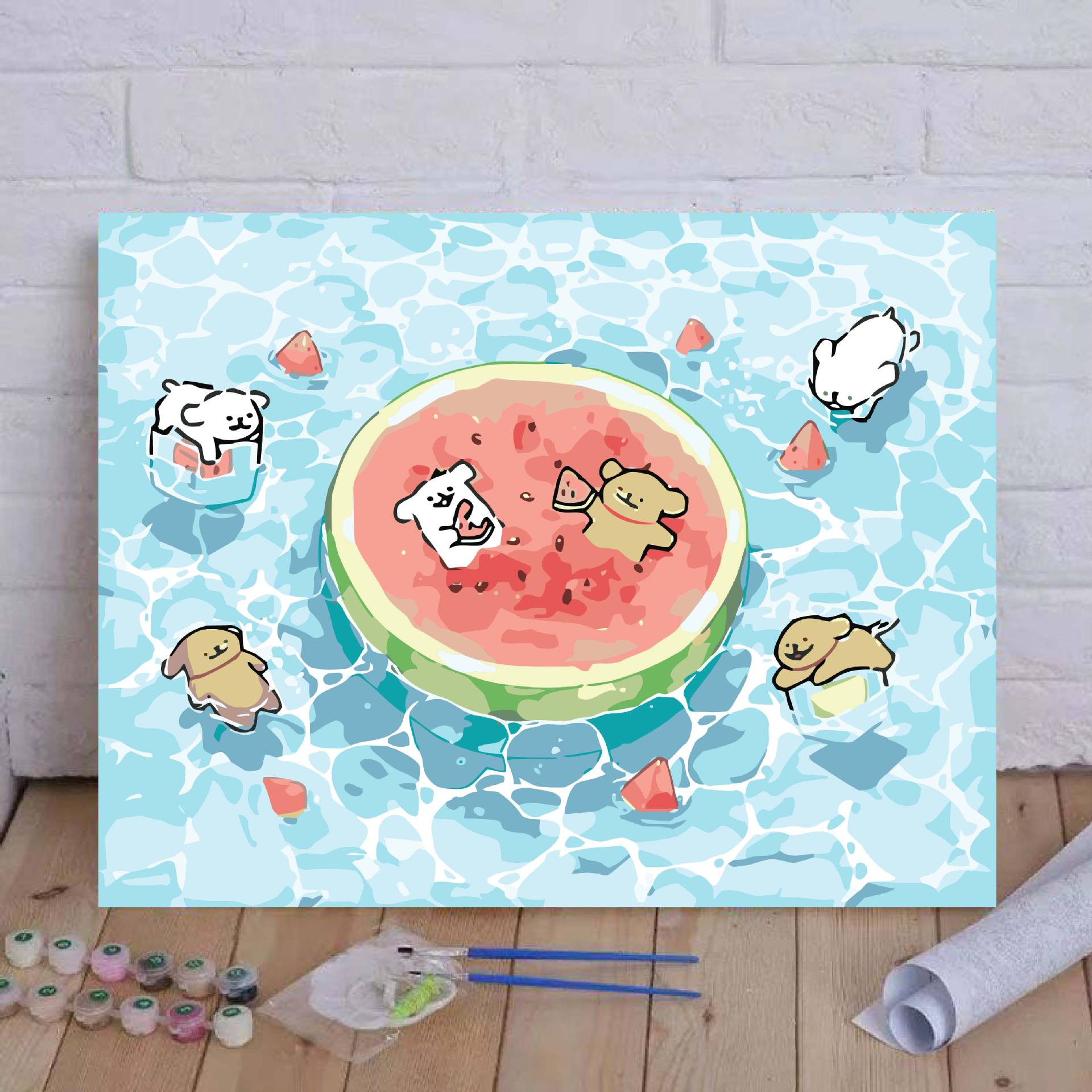 Líneas perros pinturas al óleo digital hechas a mano DIY pinturas de relleno encantadoras desencompresas pinturas al óleo de dibujos animados acrílicos pinturas colgantes pintadas a mano