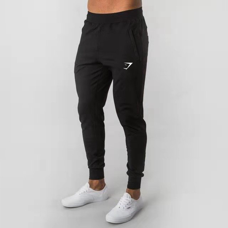 Gymshark Men's Sports Pants Muscle Fitness Cotton Printed Casual Long Pants Running Training Slim Pants