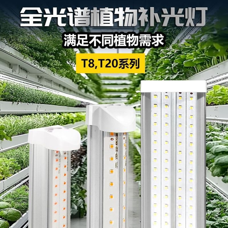 T8T20 lámpara de luz de planta de espectro completo para el cultivo de plántulas, coloración, prevención de crecimiento de invernadero hidropónico, plantación de verduras, lámpara de crecimiento LED