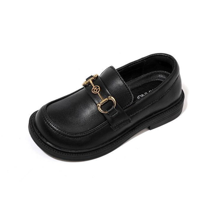 Детские туфли-лодочки для девочек, весна-осень 2025, британский стиль, черные кожаные балетки