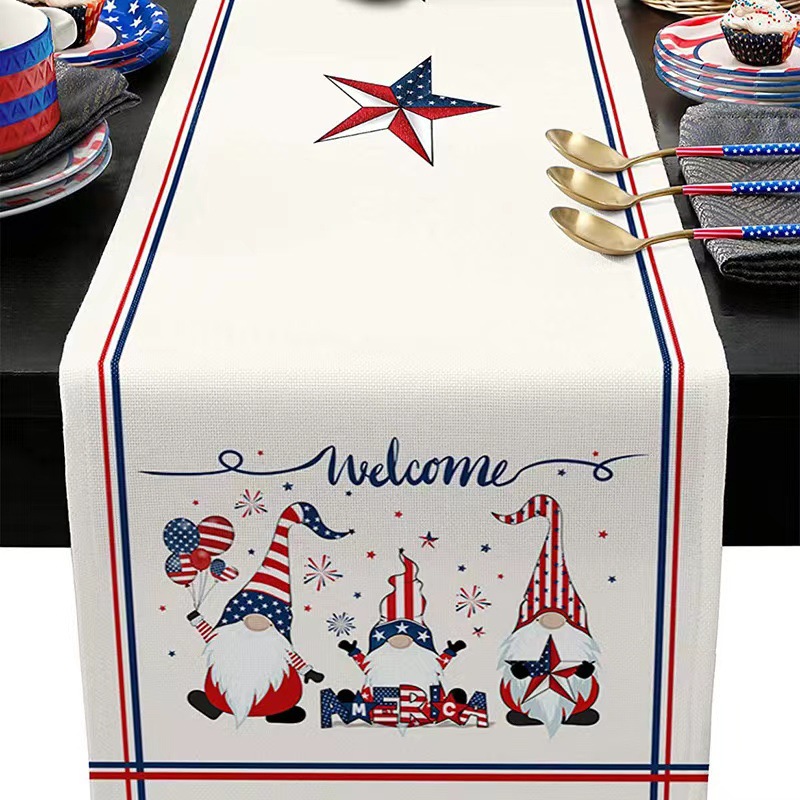 Nórdico transfronterizo nuevo día de la independencia americana tela de mesa impresa lino sala de estar mesa de té festivales decoración de tela de mesa bandera