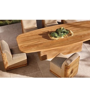 Outdoor Sofa Courtyard Sofa Villa Resort Solid Wood Teak Outdoor Sofa Coffee Table Combination Outdoor Furniture