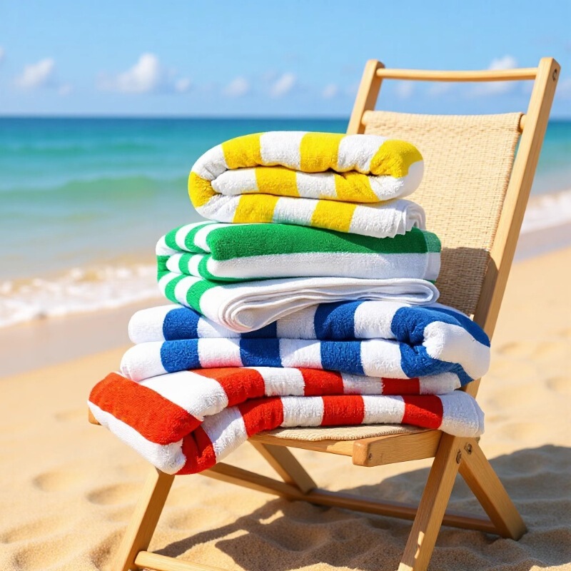 Multi-color striped pure cotton beach towel, cross-border dropshipping, hotel pool bath towel, thickened and absorbent, customizable, exclusively for foreign trade Multi-color striped pure cotton beach towel, cross-border dropshipping, hotel pool bath towel, thickened and absorbent, customizable, exclusively for foreign trade