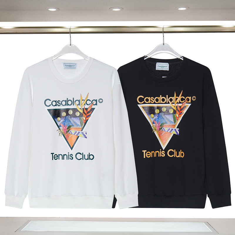 Casabaranka Sweatshirt Trendy Brand New Tennis Club Letter Logo Personalized Printed Round Neck Sweatshirt