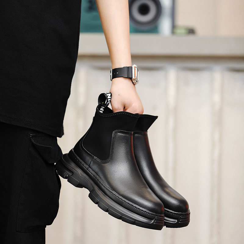 Martin High British Stiefel, mittelhoher Schnitt, Herren-Freizeitstiefel aus Leder, Arbeitskleidung, trendige Schuhe, Stiefel_voghion.com