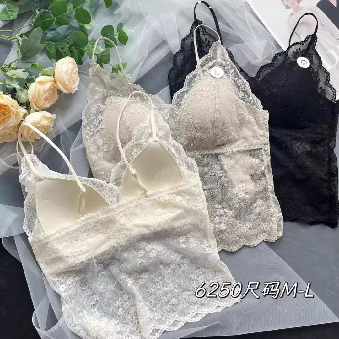 爆款美背背心蕾丝花边打底吊带性感聚拢固定胸垫无钢圈内搭外穿女